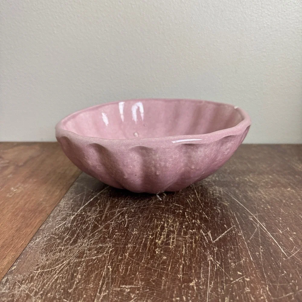 Vintage Pink Glaze ceramic‎ bowl Shallow Planter marked 7A inside